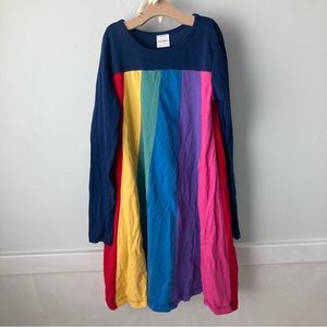 Hanna Andersson rainbow swing dress with red stripe size 8